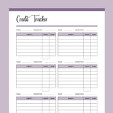 Printable College Credit Tracker - Purple