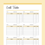 Printable College Credit Tracker - Yellow