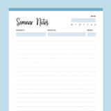 Printable College Seminar Notes - Blue