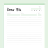 Printable College Seminar Notes - Green