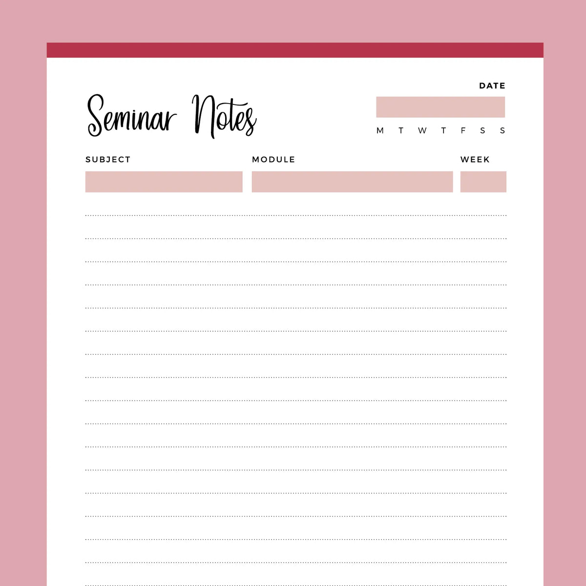Printable College Seminar Notes | Instant download PDF | A4 & US Letter ...