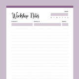 Printable College Workshop Notes - Purple