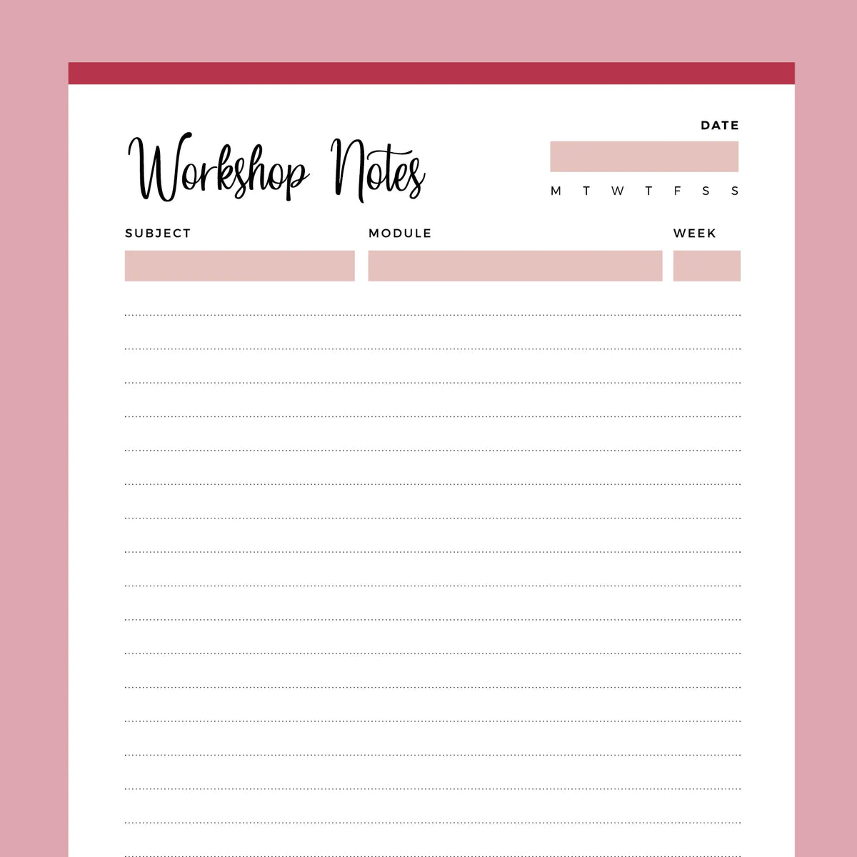 Printing Shop Note Printable College Workshop Notes | Instant download PDF | A4 & US ...