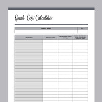 Printable Cost of Goods Calculator For Candle Makers - Grey
