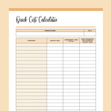 Printable Cost of Goods Calculator For Candle Makers - Orange