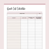 Printable Cost of Goods Calculator For Candle Makers - Pink