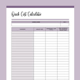 Printable Cost of Goods Calculator For Candle Makers - Purple