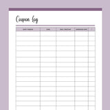 Printable Coupon Tracker - Purple