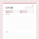 Printable Court Notes - Pink