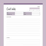 Printable Court Notes - Purple