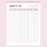 Printable craft supplies inventory sheet - Supplies to Order