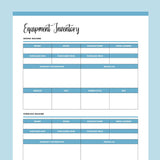 Printable Crafting Equipment Inventory - Blue