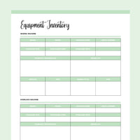 Printable Crafting Equipment Inventory - Green