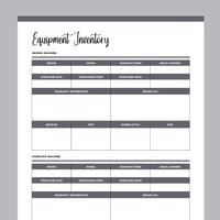 Printable Crafting Equipment Inventory - Grey