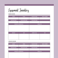 Printable Crafting Equipment Inventory - Purple