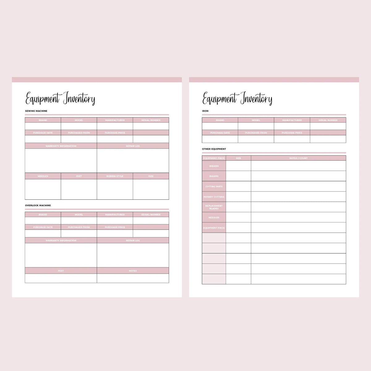 Craftybase Inventory Forms.pdf Printable Crafting Equipment Inventory | Instant download PDF | – Plan ...