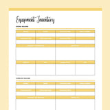 Printable Crafting Equipment Inventory - Yellow