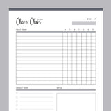 Printable Daily Chore Chart - Grey