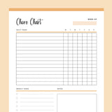 Printable Daily Chore Chart - Orange