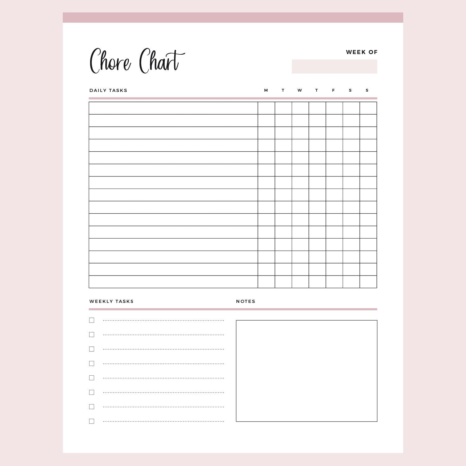Printable Daily Chore Chart – Plan Print Land for Free Printable Order Forms For Crafts