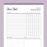 Printable Daily Chore Chart - Purple