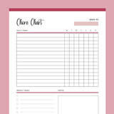 Printable Daily Chore Chart - Red