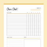 Printable Daily Chore Chart - Yellow