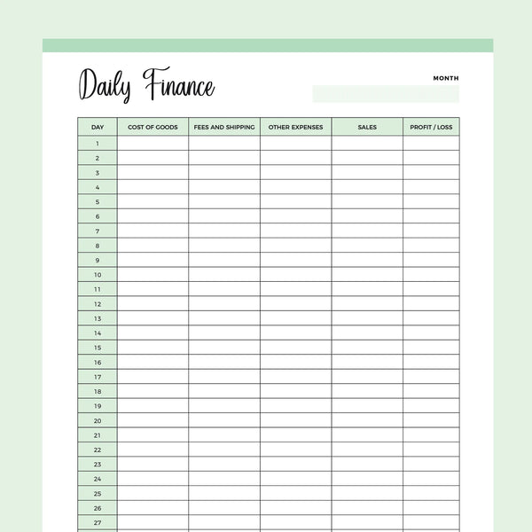 Printable Daily Financial Log | Instant Download PDF | A4 and US Letter – Plan Print Land printable-daily-financial-log-instant-download-pdf-a4-and-us-letter-plan-print-land