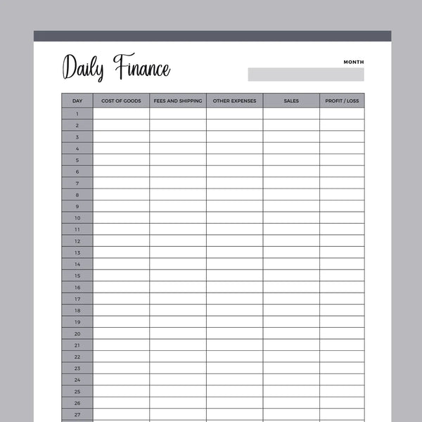 Printable Daily Financial Log | Instant Download PDF | A4 and US Letter – Plan Print Land printable-daily-financial-log-instant-download-pdf-a4-and-us-letter-plan-print-land