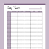 Printable Daily Financial Log - Purple