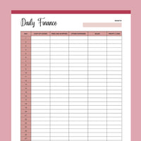 Printable Daily Financial Log | Instant Download PDF | A4 and US Letter ...