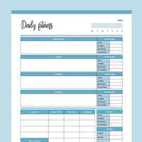 Printable Daily Fitness and Weightloss Template - Blue
