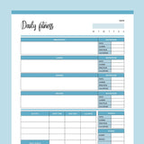 Printable Daily Fitness and Weightloss Template - Blue