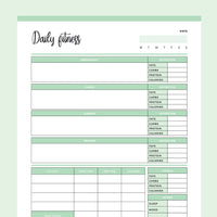 Printable Daily Fitness and Weightloss Template - Green