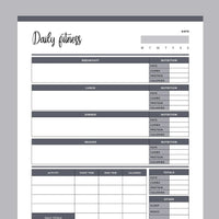 Printable Daily Fitness and Weightloss Template - Grey