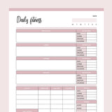 Printable Daily Fitness and Weightloss Template - Pink