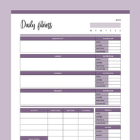 Printable Daily Fitness and Weightloss Template - Purple