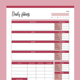 Printable Daily Fitness and Weightloss Template - Red