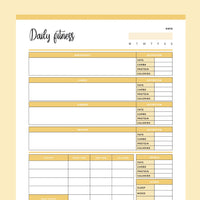 Printable Daily Fitness and Weightloss Template - Orange