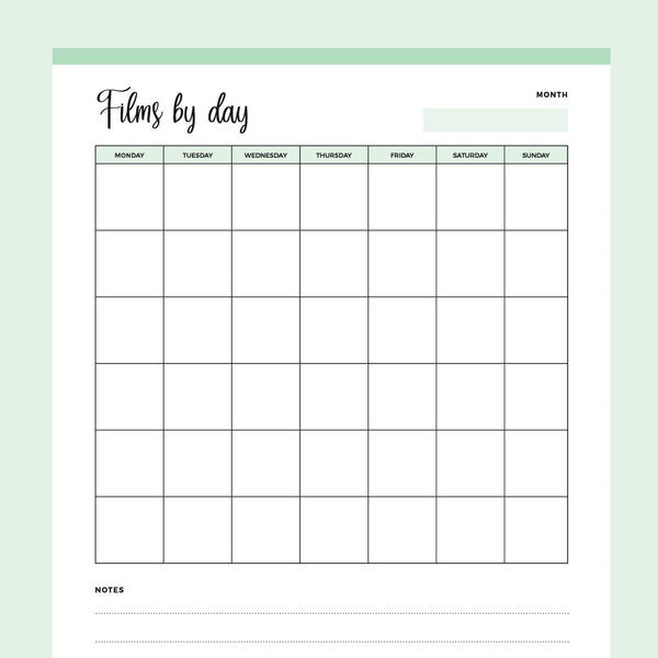 Printable Daily Movie Watching Log | Instant Download PDF – Plan Print Land printable-daily-movie-watching-log-instant-download-pdf-plan-print-land