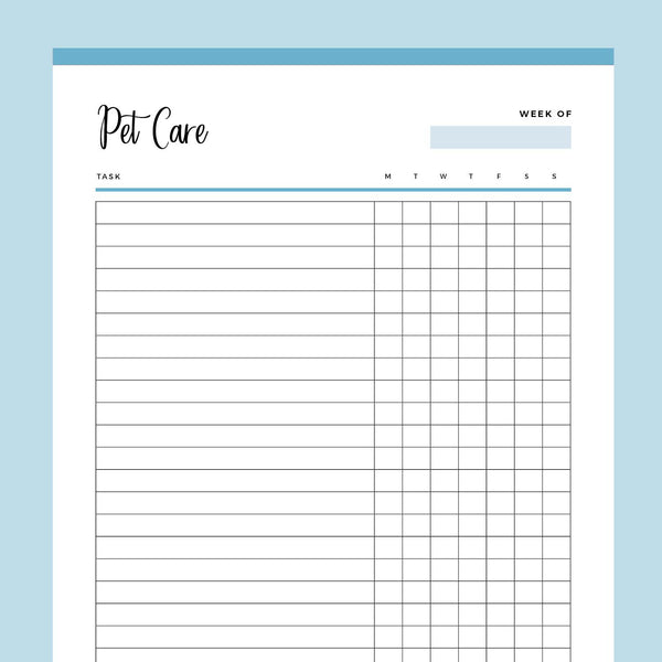 Printable Daily Pet Care Chart – Plan Print Land printable-daily-pet-care-chart-plan-print-land