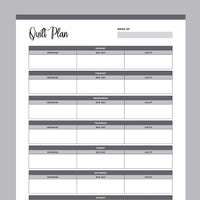 Printable Daily Quilt Planner - Grey