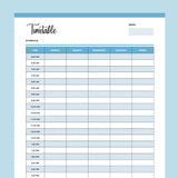 Printable Daily School Timetable - Blue