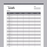 Printable Daily School Timetable - Grey