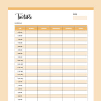 Printable Daily School Timetable - Orange