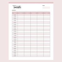 Printable Daily School Timetable - Page 1