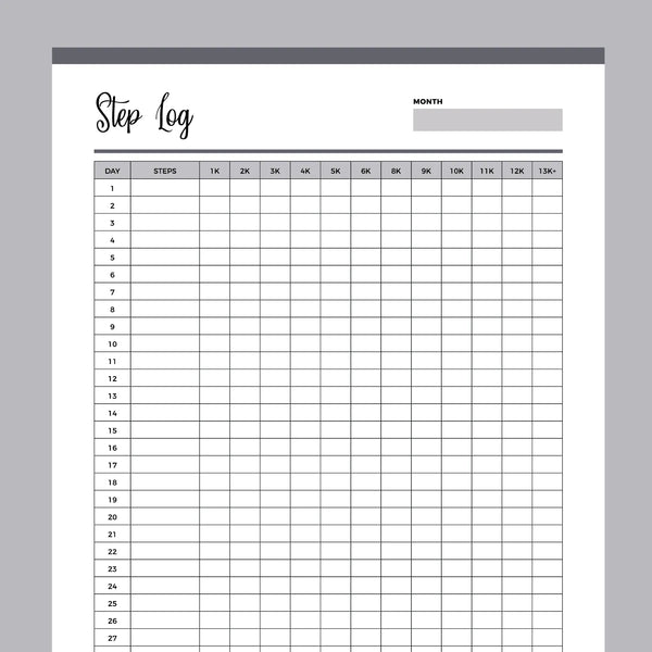 Printable Daily Step Log | Instant download PDF | A4 & US Letter – Plan Print Land printable-daily-step-log-instant-download-pdf-a4-us-letter-plan-print-land