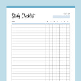 Printable Daily Study Checklist - Blue