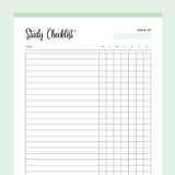Printable Daily Study Checklist - Green