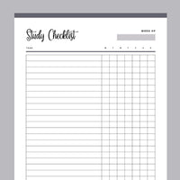 Printable Daily Study Checklist - Grey